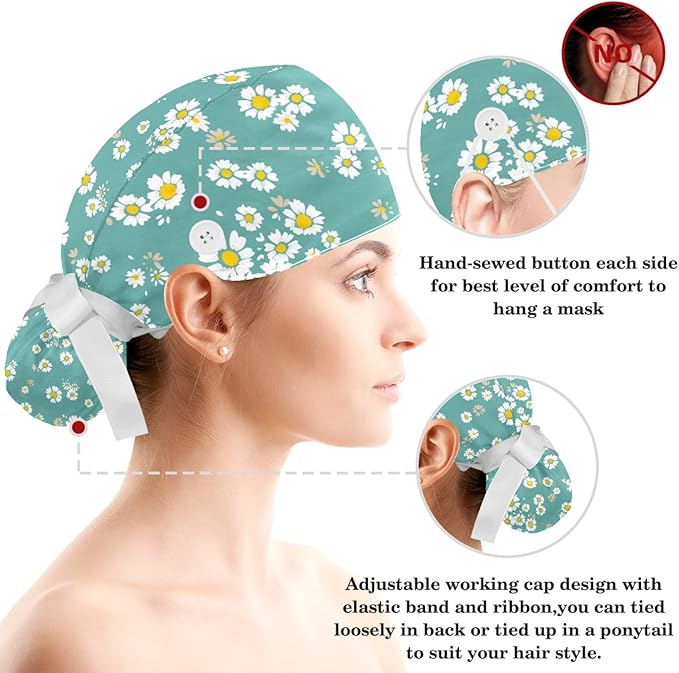 Women's Working Caps with Scrunchies Tarot Pattern Background Lace-Up Hat Unisex Hair Covers One Size