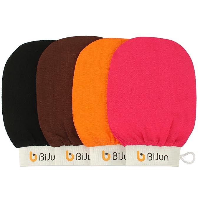BiJun Exfoliating Glove Moroccan Kessa Scrub Exfoliating Gloves Deep Exfoliating Mitt Body Scrub Premium Scrub Wash Mitt Body Skincare at Home Shower or Bath Exfoliating Mitts for Dead Skin Remover