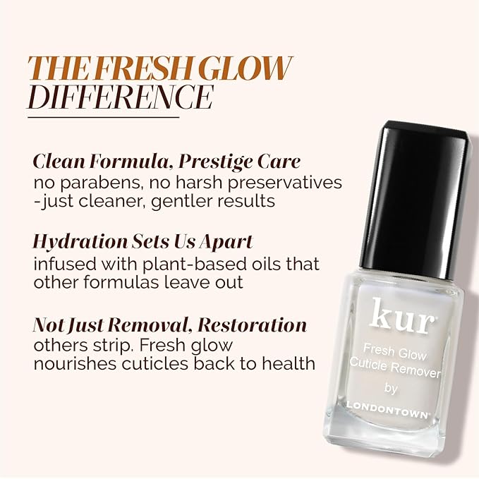 LONDONTOWN Fresh Glow Cuticle Remover - Instant Cuticle Remover Liquid - No Tool or Cutting Moisturizing Softening Nail Care for Dry, Damaged Cuticles, .40fl oz