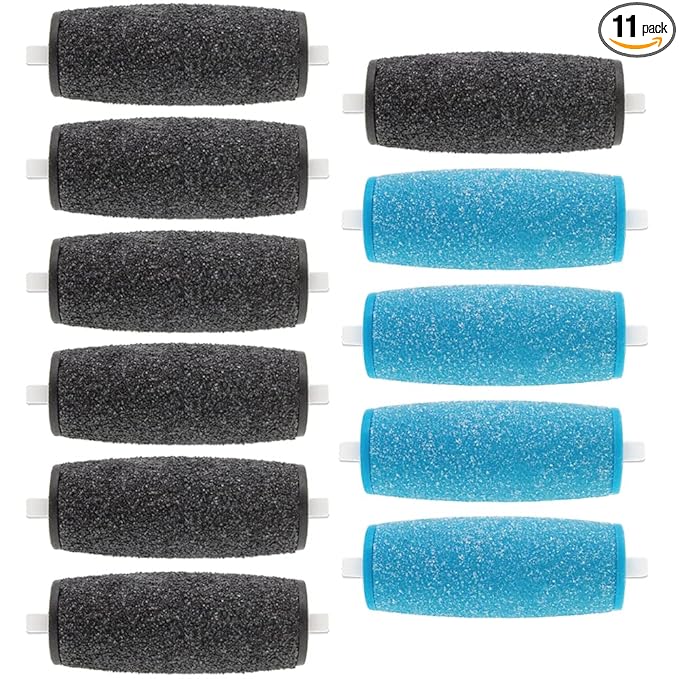 11 Pack Include 7 Extra Coarse & 4 Regular Coarse Replacement Roller Refill Heads Compatible with Amope Pedi Electronic Foot File