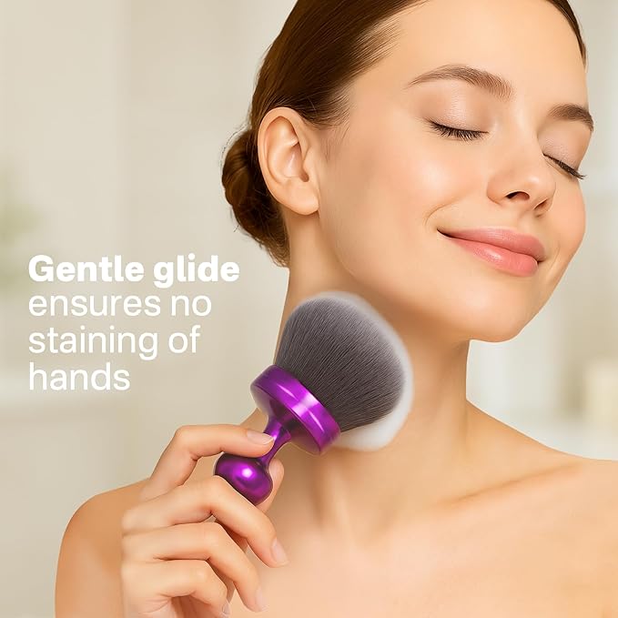 Kabuki Self Tanner Brush – Round Dome Blending Brush for Face & Body, Palm-Grip Applicator for Smooth, Streak-Free Tan | Soft Synthetic Bristles, Washable & Reusable (Purple)