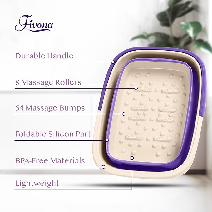 Fivona Foot Care Kit 4 in 1 - Foot Soak Blend with Epsom Salt, Lavender and Essential Oils - Collapsible Foot Soak Basin - 40% Urea Cream for Hard, Dry Skin - Dual Action Foot File