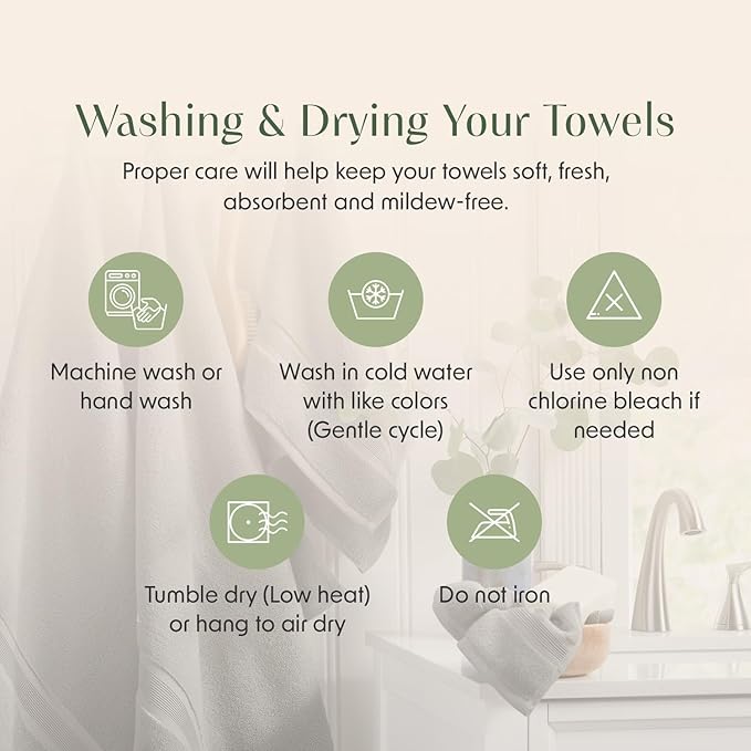 Springtree Home Luxury Bamboo Rayon Bath Towel Set 6 Piece Set | 35% Bamboo Rayon - 65% Cotton | Absorbent Quick-Dry Towels for Bathroom | Oeko-TEX Standard 100 Cotton | Carbon