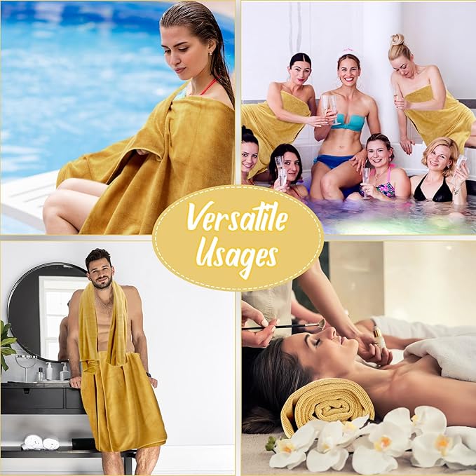 SmoothNovelty 16 Pack Microfiber Bath Towels Bulk 27'' x 60'' Oversized Beach Towel Highly Absorbent Extra Large Soft Drying for Shower Pool Salon Sauna Bathroom Gym Party (Simple,Camel)