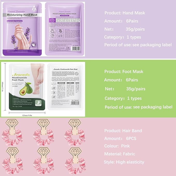 Spa Party Supplies for Women, Spa Party Favors,Facial Masks,Foot Mask,Under Eye Patches,Hand Mask,Hand Cream,Lip mask,Spa Day Kit,Birthday Mothers Day Gifts for Women Sleepover,Baby Shower favors