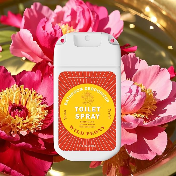 Toilet Spray for Poop Odor Eliminator, Travel Size Toiletries, Air Freshener Spray for Bathroom, Each 1 FL.OZ, 3 Pack, Lemon Lavender Peony Scent