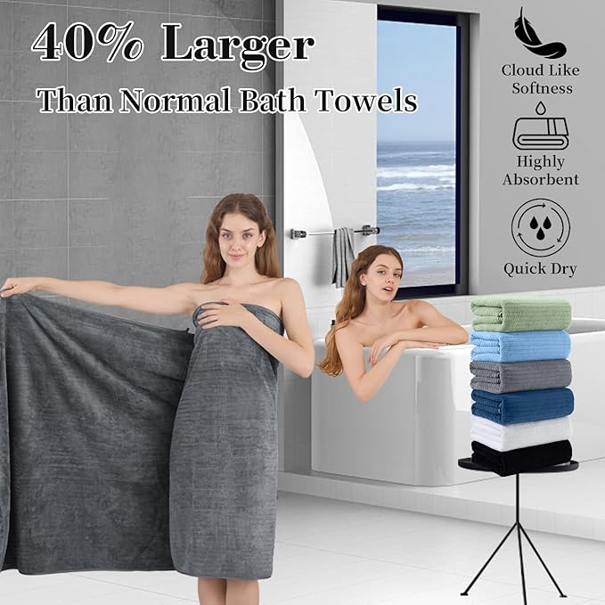 Bath Towel Set 8-Piece Premium Bathroom Towel Set,Extra Soft 2 Oversized Large Bath Sheet 35"x70",2 Hand Towel 16"x31",4 Washcloths 13"x13",Highly Absorbent Quick Dry Microfiber Towel (Grey)