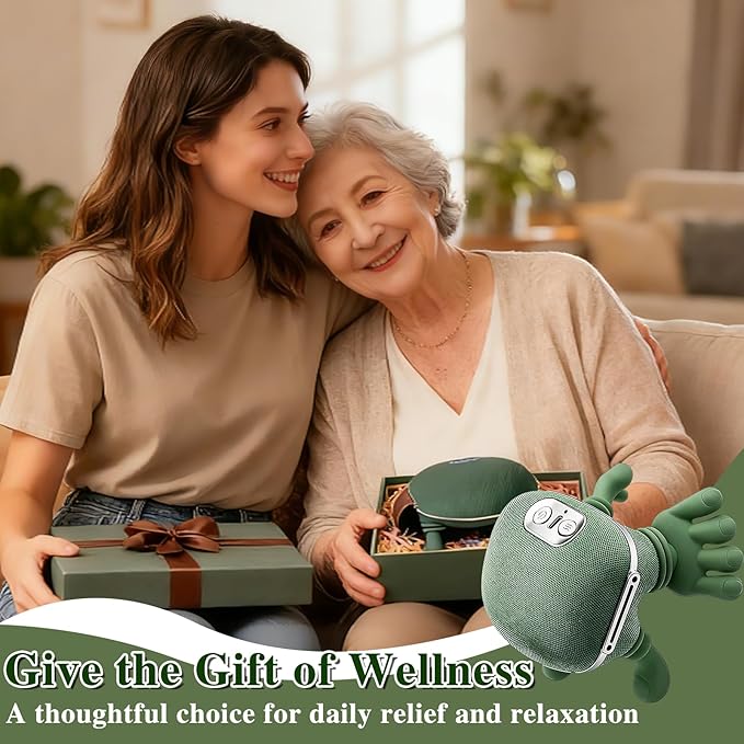 Bionic Hand Neck and Shoulder Massager with Heat, Shiatsu Kneading Trapezius Muscle Massager, Cordless Portable Full Body Massage Device, Gift for Office Workers & Parents