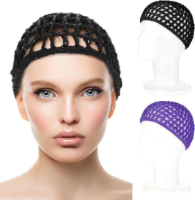 WLLHYF Wig Cap Thick Long Hair Caps Adjustable Net Mesh Braided Weaving Making Crochet Sew Weave Fishnet Grip Headband