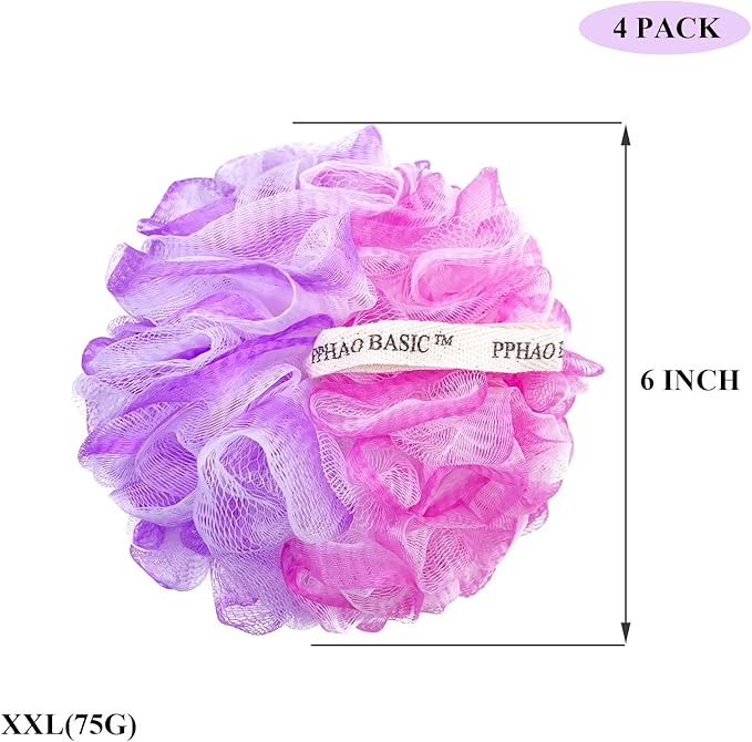 PPHAO - Extra Large Soft Mesh Net Luffa Loofa Loufa Puff - Loofah Sponge - 75g(XXL) - Exfoliating Body Scrubber for Women and Men - Exfoliating Back Scrubber