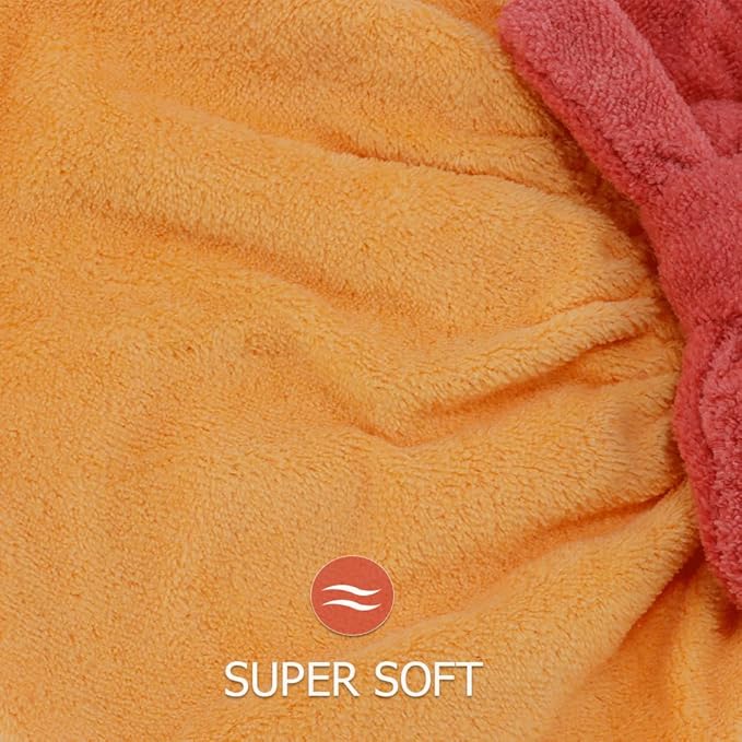 2Pcs Microfiber Hair Towel Wrap for Women Hair Drying Cap Hair Plopping Cap Hair Drying Towel Wrap Head Towels Wrap for Women Curly Hair (Red and Yellow)
