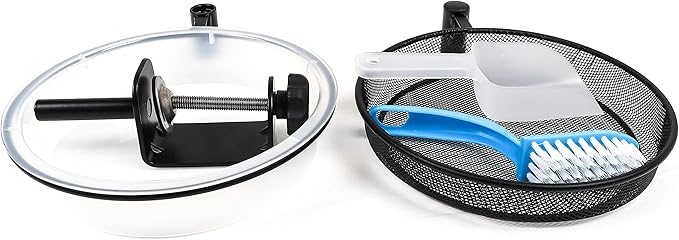 Deck Bird Feeder and Bath with Metal Mesh Tray and Water Bowl – Deck Railing Bird Feeder Mount for Attracting Birds - Detachable, Adjustable, Heavy Duty – Complete with Cleaning Brush and Seed Scoop