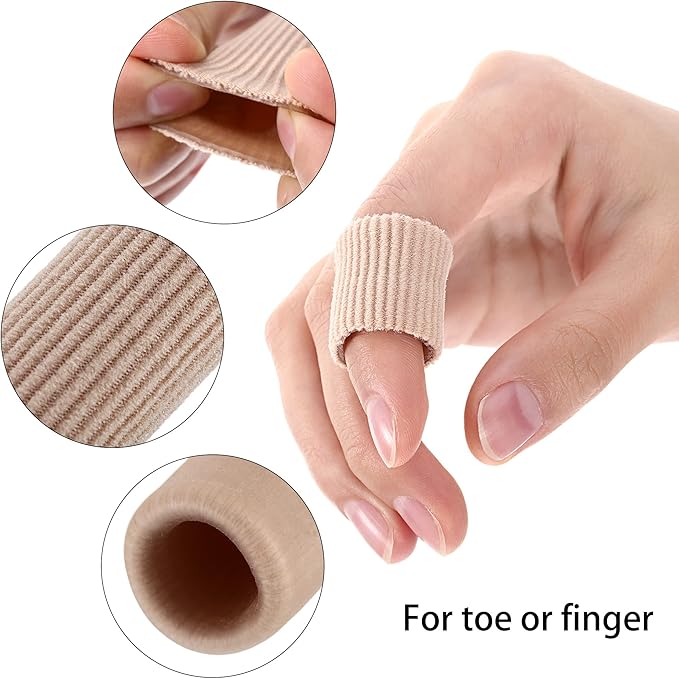Blulu 24 Pieces Toe Tubes 0.98 Inches Cushion Tube Corn Pads for Toes Sleeves Soft Gel Protectors for Cushions Corns Blisters Calluses 3 Size(Skin Color,Assorted Sizes)
