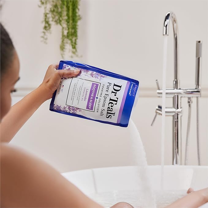 Dr. Teal's Epsom Salt Soaking Solution and Foaming Bath with Pure Epsom Salt Combo Pack, Lavender