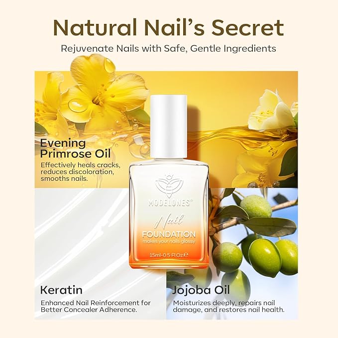modelones Nail Strengthener and Growth Clear Gel Top Coat Nail Polish Cuticle Oil Pen Milky White Nail Repair for Damaged Nails Care Kit for Women 15 ml Ridge Filler for Growth