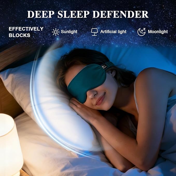 Silk Sleep Mask,Eye Mask for Sleep Women Men,Mulberry Sleeping Mask with Adjustable Strap,Blindfold Blackout Eye Mask for Travel and Full Night's Sleep,Nap