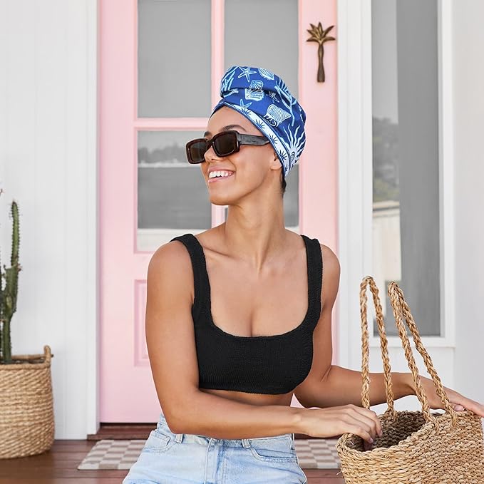 Dock & Bay Turban Hair Towel - for Home & The Beach - Super Absorbent, Quick Dry - Ocean Treasure, One Size