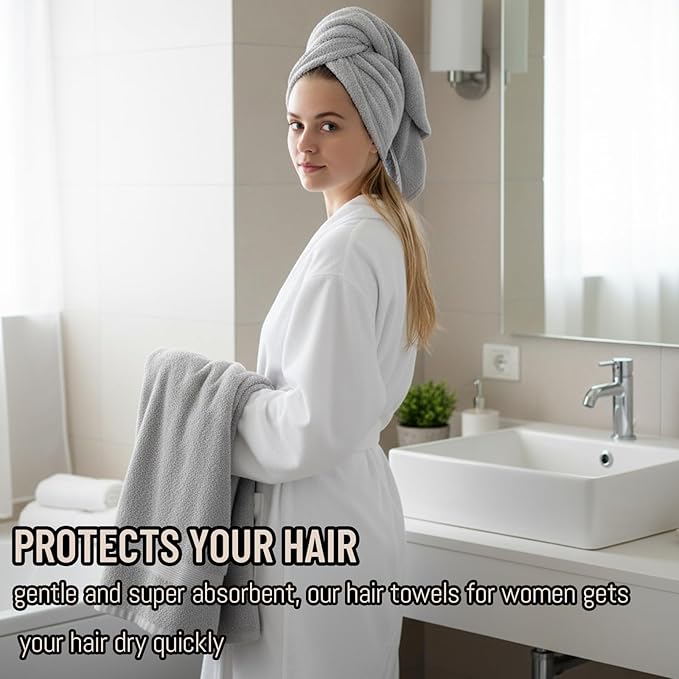 2PCS Plopping Towel Curly Hair, Large Microfiber Hair Towels for Women, Super Absorbent Hair Plopping Wrap for Curls, Quick Dry Hair Towel for Long & Damaged Hair, Salon & Travel Use.