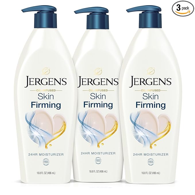 Jergens Skin Firming Body Lotion for Dry to Extra Dry Skin, Skin Tightening Cream with Collagen and Elastin, Dermatologist Tested, Hydralucence Blend Formula, 16.8 Oz, Pack of 3