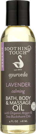 Soothing Touch Ayurveda Organic Bath, Body & Massage Oil, Calming Lavender, 4 Oz