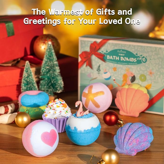 Aofmee Bath Bombs - 8 Bath Bombs for Women & Kids, Natural Spa Fizzy Bathbombs, Skin Moisturize Bubble Bath, Valentines Mothers Day Birthday Christmas for Women Her Girlfriend Mom Bridesmaid