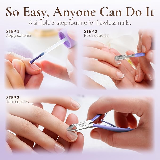 Professional Cuticle Cutter Stainless Steel Cuticle Nippers with Sharp Blades and Double Spring Cuticle Clippers - Nail Cuticle Trimmer Tool for Manicure & Pedicure Beauty at Home/Spa/Saloon Purple