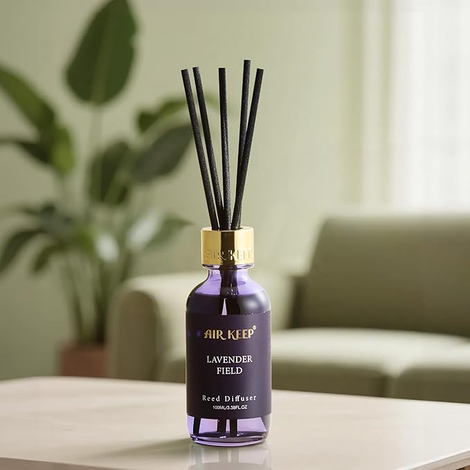 Airkeep Reed Diffuser Set, 3.38 fl oz (100 ml) - Cirtus Verbena Oil Diffusers with 8 Reed Sticks, Home Fragrance Reed Diffuser for Bathroom Shelf Decor