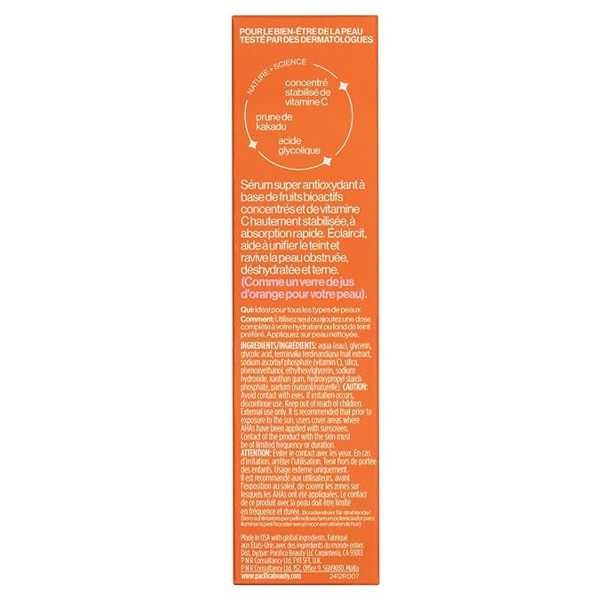 Pacifica Vitamin C Serum for Face – Glow Baby Brightening Facial Serum with Glycolic Acid – Vitamin C Booster Skin Care, Dark Spot Corrector, Vegan Skincare for Glowing Skin, Dermatologist Tested