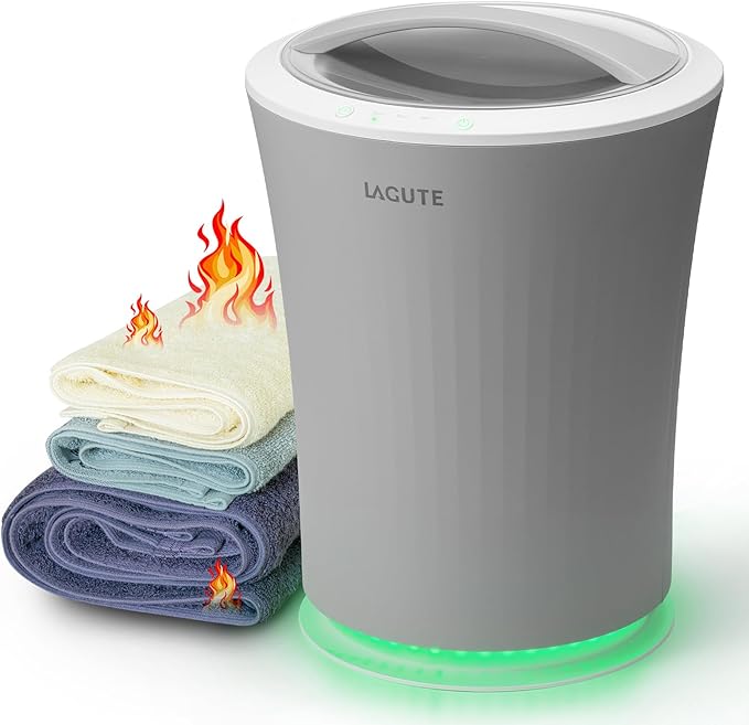 Lagute 20L Towel Warmer for Bathroom, 3-Level Timer, Warning Alarm & RGB Light, Auto Shut-Off, Heated Bucket for Bathrobe, Blanket, 40 '' x 70'' Towels, Gray