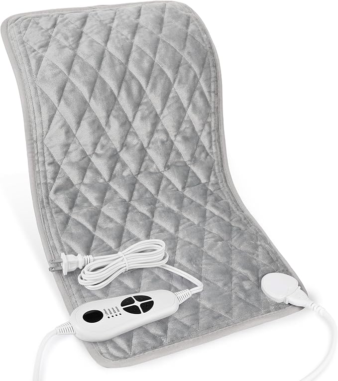 Deepsoon Heating Pad,Electric Heating Pads for Back,Neck,Moist Heating Pad for Abdomen Shoulder Knee Legs,Dry/Moist Heat&Auto Shut Off,Mother's Day Birthday for Men and Women,Weighted Gray,24x12 Inch