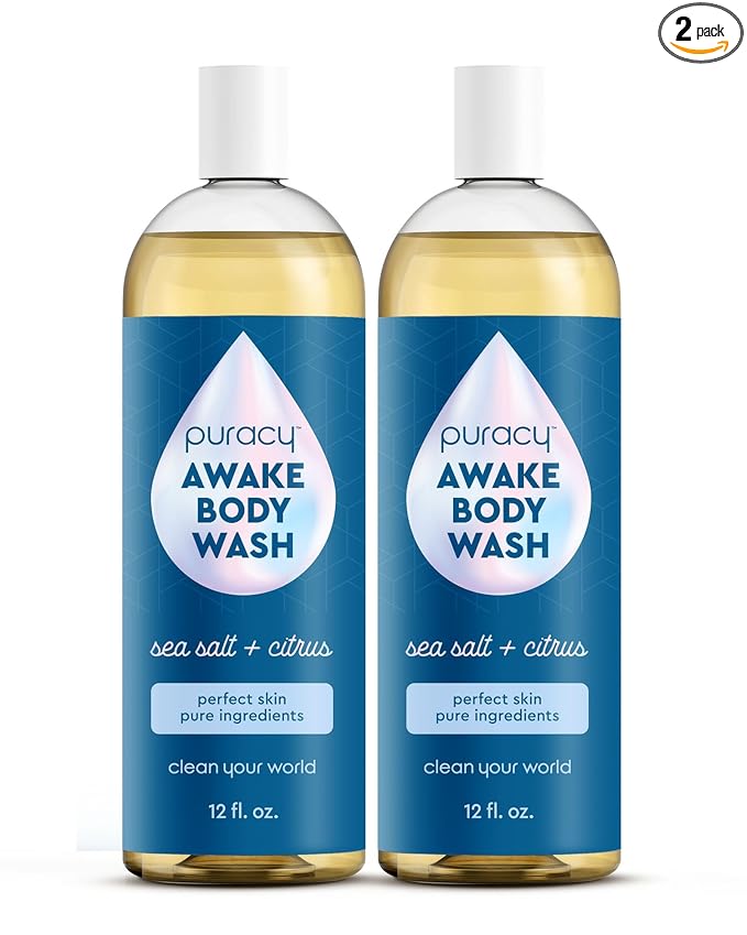 Puracy Body Wash - Natural Body Wash for Women, Men, Kids - Pure Plant Ingredients, Moisturizing Shower Gel, Body Soap for Dry Sensitive Skin, Gently Scented (Citrus Sea Salt, 12 oz/355 ml, 2 pack