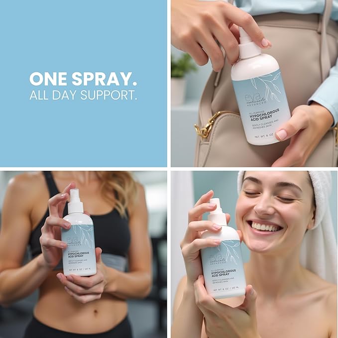 Hypochlorous Acid Spray for Face & Body, HOCl Facial Cleanser Mist with Electrolyzed Water, Daily Toner Formula for Sensitive & All Skin Types, Helps Reduce Redness, Irritation, Breakouts