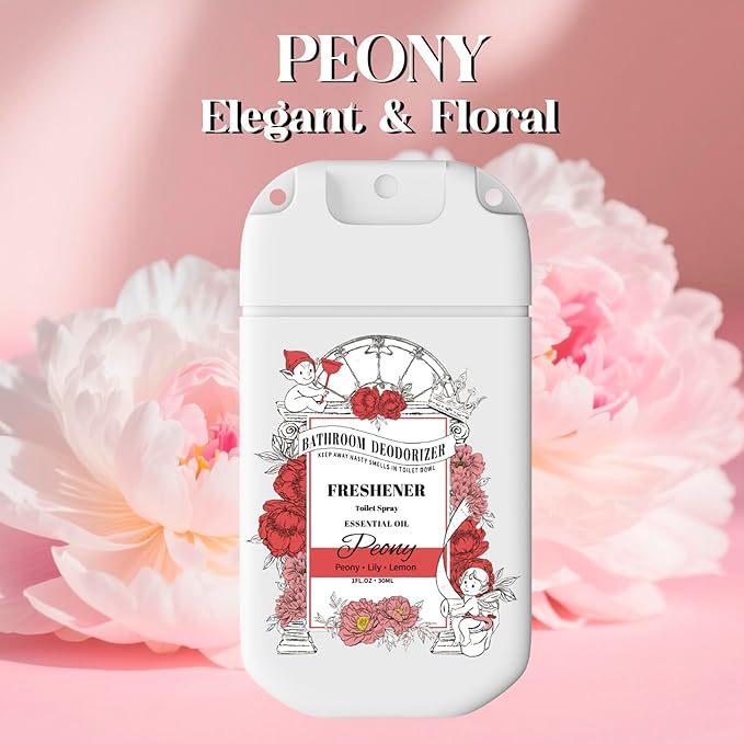 Pocket Size Toilet Spray with Removable Hook,30ml Travel Essentials Variety 3 Pack, Bathroom Odor Eliminator for Poop - Ocean Coconut Peony Scent