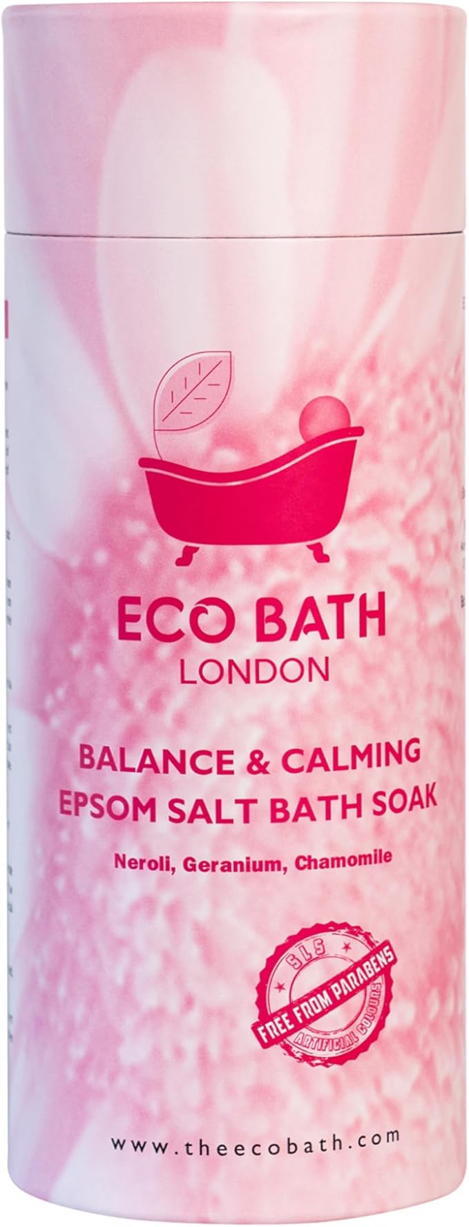 Eco Bath London Balance and Calming Epsom Salt Bath Soak – Tube 2.2 LB (1kg) | Made in UK | Magnesium Bath Salt with Neroli, Geranium and Chamomile