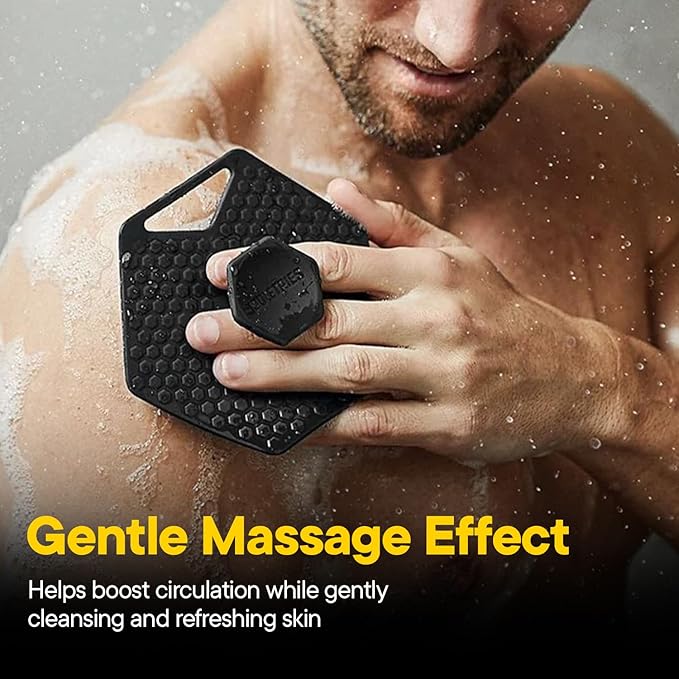 TOOLETRIES Body Scrubber 2.0 – Premium Silicone Shower Scrubber for Skin Exfoliation, Ergonomic Handle with Lather-Boosting Bristles, Quick Drying and Long-Lasting - Charcoal