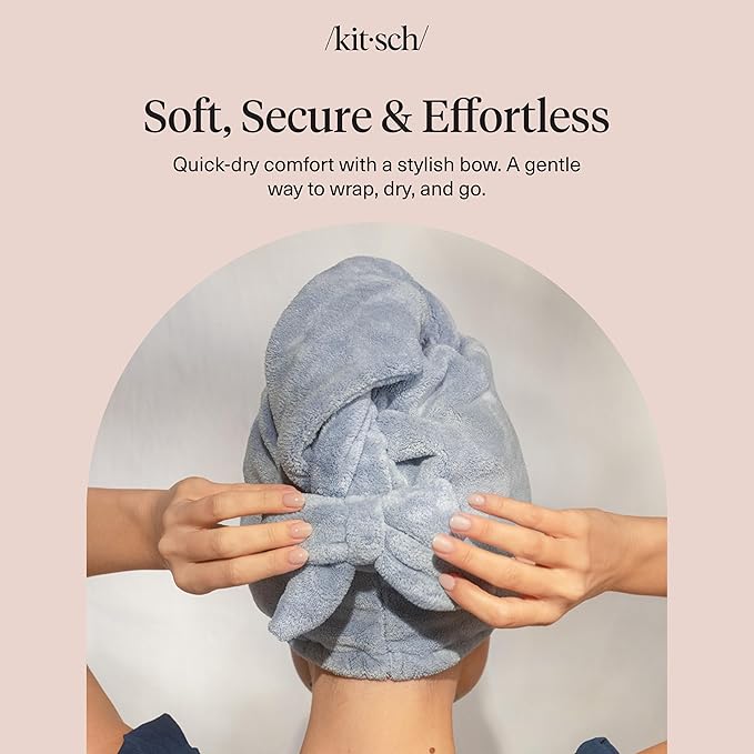 Kitsch Plush Microfiber Hair Towel Wrap for Women – Ultra Absorbent Microfiber Bath Towels for Wet, Curly, Long or Short Hair – Anti-Frizz Hair Wrap, Great Hair Care Gifts for Women