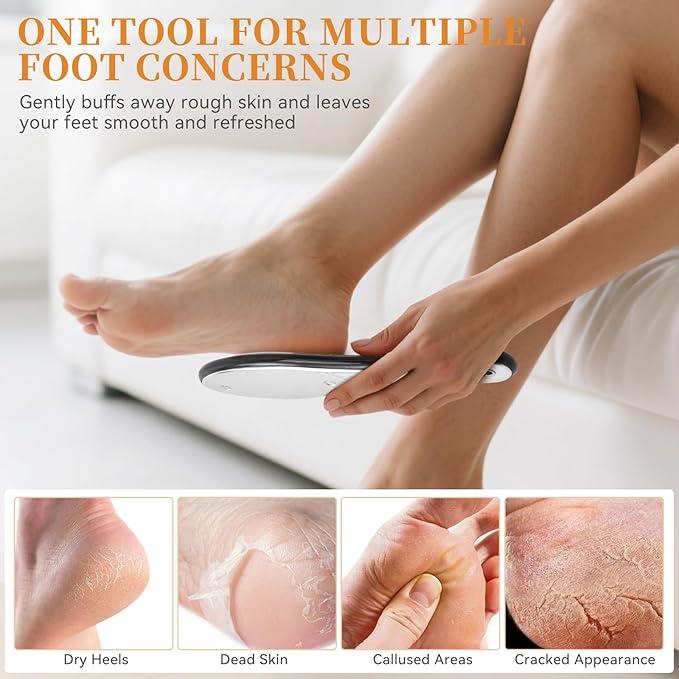 Foot Callus Remover for Feet, Metal Foot File Scraper, Stainless Steel Dual Sided Pedicure Tool Professional Rasp for Hard Skin, Cracked Heels, Wet Dry Use
