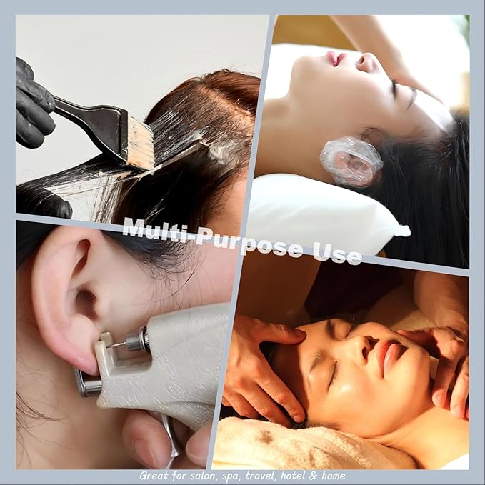 Disposable Ear Covers – 600 Pcs Soft Elastic Plastic Ear Caps for Hair Dye, Piercing Aftercare, Salon, Spa, Home & Travel