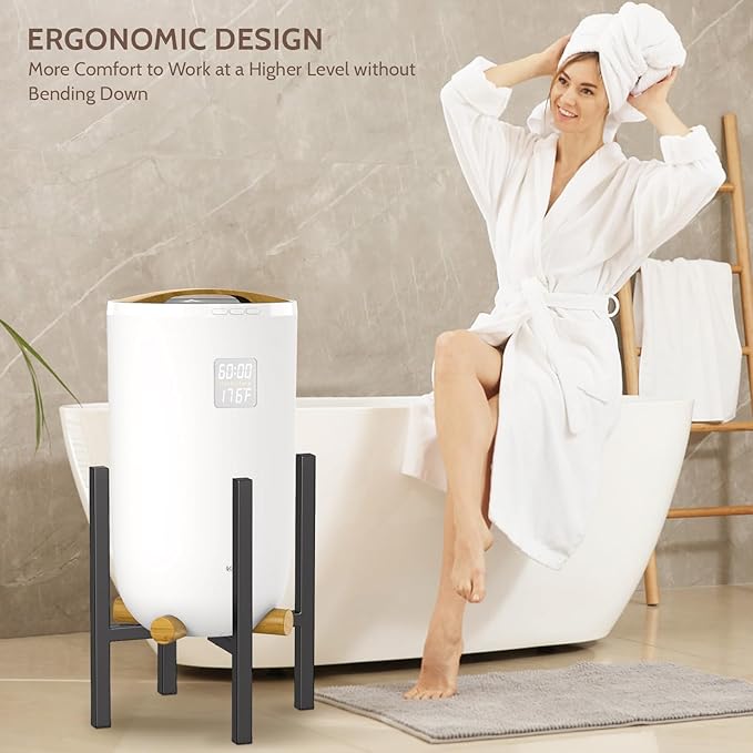 Keenray Metal Adjustable Stand for Towel Warmers, Heavy Duty Stand with Trays to Fit Different Sized Towel Warmers(8’’-15’’), Ideal Stand Accessories for Bathroom , Black