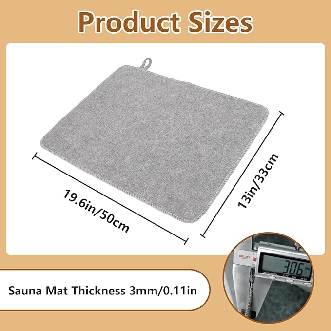 Felt Sauna Cusion, Felt Sauna Seat Cushion, 19.6 x 13in Sauna Mat for Inside Sauna, Portable Sauna Floor Mat Water Absorption Heat Insulation for Steam Room and Shower Rooms