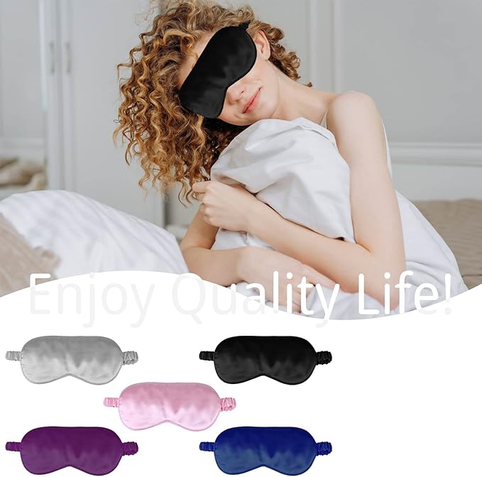 1 Pack Sleep Mask, Silk Eye Mask with Elastic Strap, Blindfold, Soft Silk Sleeping Mask for Girls, Women, Men (Purple)