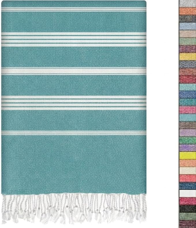 EPHESUS TOWELS Turkish Beach Towel - 38x70 inch Oversized - Sultan Design - Turkish Towel for Beach, Bath, Pool, Gym, Yoga - Prewashed, Lightweight, Quick Dry (Earthy Oil Green, Sultan)