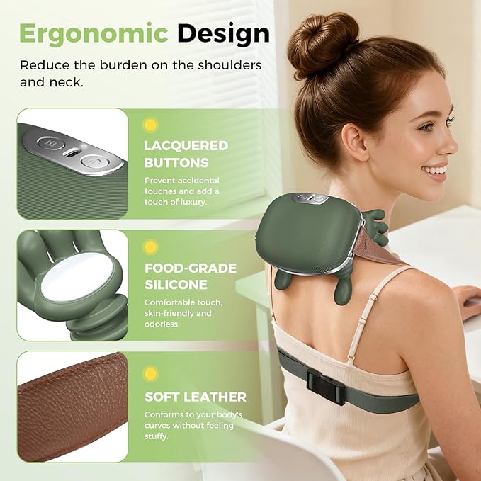 2026 Upgrade Edition 4D Neck and Shoulder Heat Massager, Wireless Portable Neck Massager, Relieves Muscle Pain, Simulates Deep Tissue Massage of Human Hand, Ideal Gift.（Emerald Green）