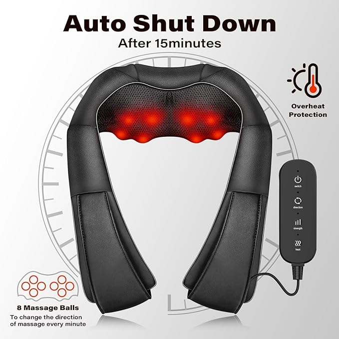 iKristin Neck Massager with Heat, Shiatsu Massager for Neck, Back, Shoulder, Foot and Leg, Deep Tissue 3D Kneading Massage for Relax Muscles at Home and Offie,Back Massagers for Women and Men