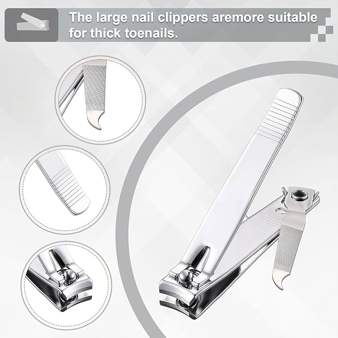 Bememo 24 Pcs Stainless Nail Clippers Set 2 Sizes Fingernail and Toenail Clippers with Chain Nail Cutter Tool Set Portable Travel Manicure Kit for Men Women Homeless Care Package Supplies(Silver)