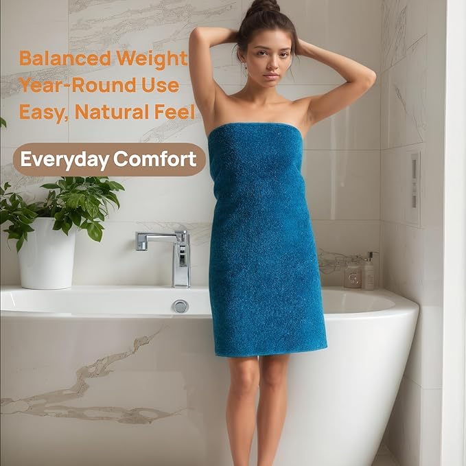 Bath Towels 4 Pack, 30 x 60 Inches, Large 100% Cotton Towels, Soft, Absorbent, Comfortable for Home, Spa, and Gym, (Blue)