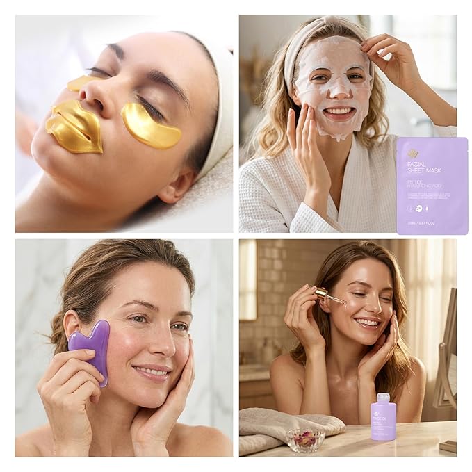 Mothers Day Gifts Basket for Mom, 32 Pcs Lavender Bath and Body Gift Basket Set for Women, Hydrating Facial Skin Care Set, Home Spa Self-Care Basket Set, Birthday, Anniversary, Wife