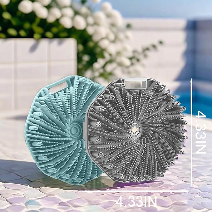 RamPula Silicone Body Scrubber, Silicone Loofah, Quick-Dry Exfoliating Body Brush for Wet or Dry Brushing, More Hygienic Than Traditional Loofah, Medium-Bristle Brush, Eucalyptus Green and Gray