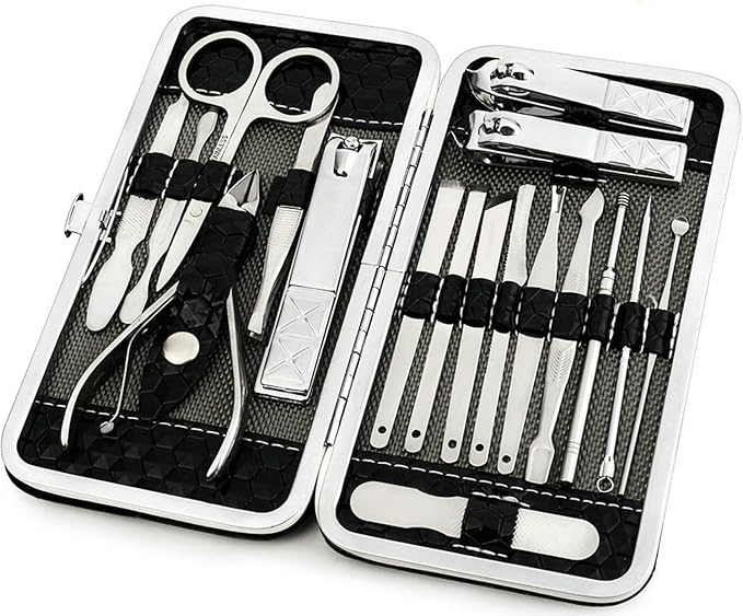 Nail Clippers Set Men Personal Care Tools Accessories Professional Manicure Pedicure Kit with Travel Case Nail Grooming Kit Gifts for Men Women Father Mother