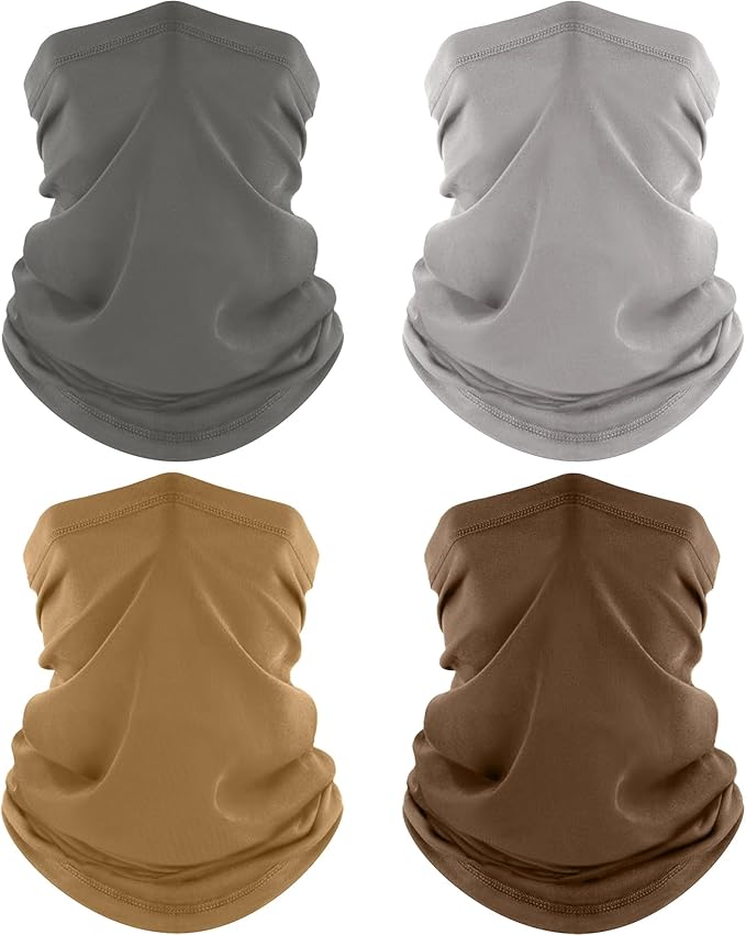 ROXUN 4 Pack Neck Gaiter, Cooling Breathable Face Mask UV Protection Scarf Hiking Bandana for Men/Women